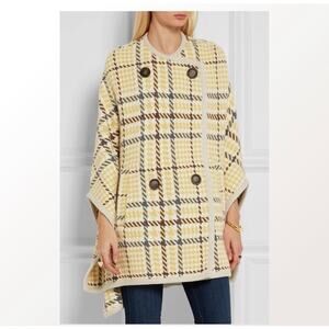 See By Chloe Yellow Plaid Wool Cape size 34